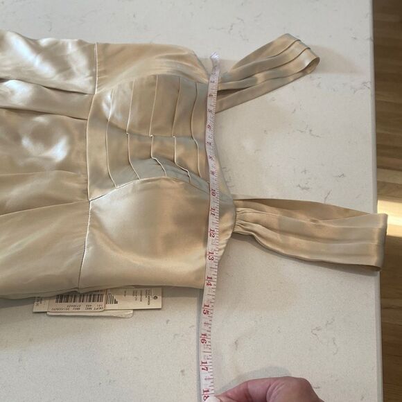 NEW Antonio Milani 100% Silk Empire waist Gold Cream Goddess Evening Gown size 2 - Picture 4 of 9